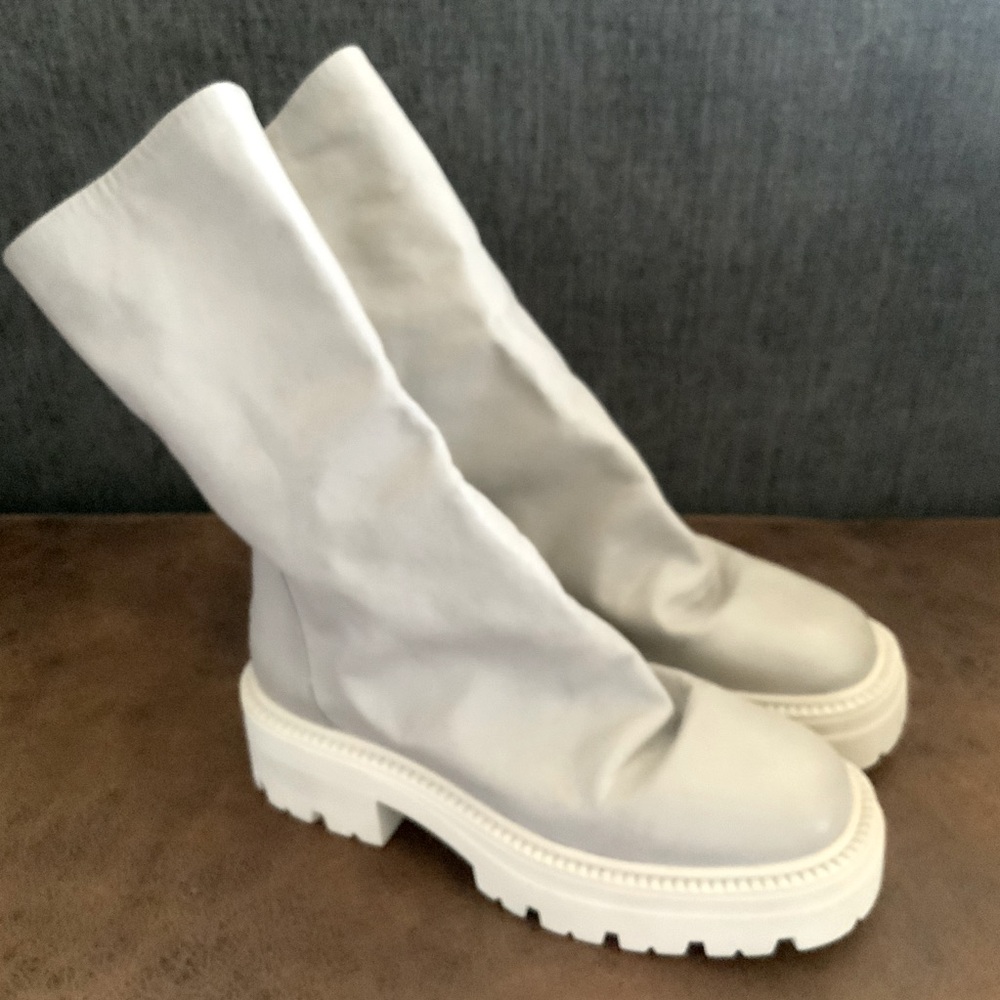 Free People Emma Ruched Phantom Leather Boots 40 EU 10 US NWOB - Picture 7 of 13